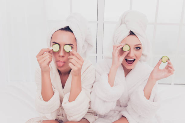 Two girls having a spa day at home