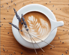 Art of Coffee showing off their wonderful creative coffee design. This cappuccino is coupled with a simple lavender syrup.