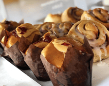 Delicious vegan muffins and cinnamon scrolls provided by Hatch Coffee. 