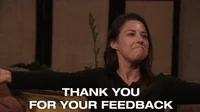 Woman saying thank you for your feedback