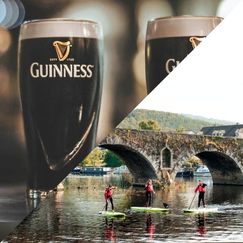 Kilkenny Guiness alcoholic drink and Kilkenny paddleboarding 