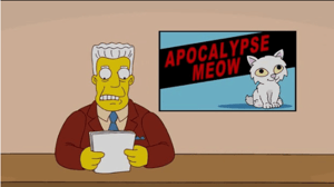 Snapshot from the simpsons with newsreader and cat Image source: www.snopes.com