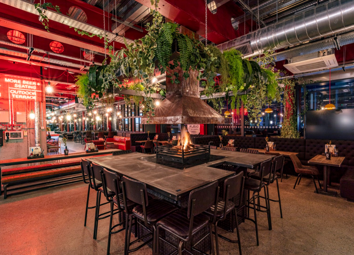 Brewdog inside fire place and seating