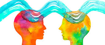 Mental health drawing of two people with waves flowing between their heads