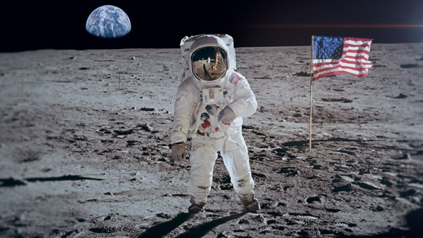 Image of an astronaut on the US Moon Landing